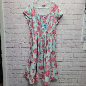 Pinup Couture Floral Midi Dress 3X Zip Side Fit & Flare Retro Cottage Fairycore